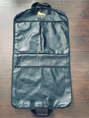 RARE Vintage MGM Grand Las Vegas Black Leather Garment Bag Travel & Suit Carrier